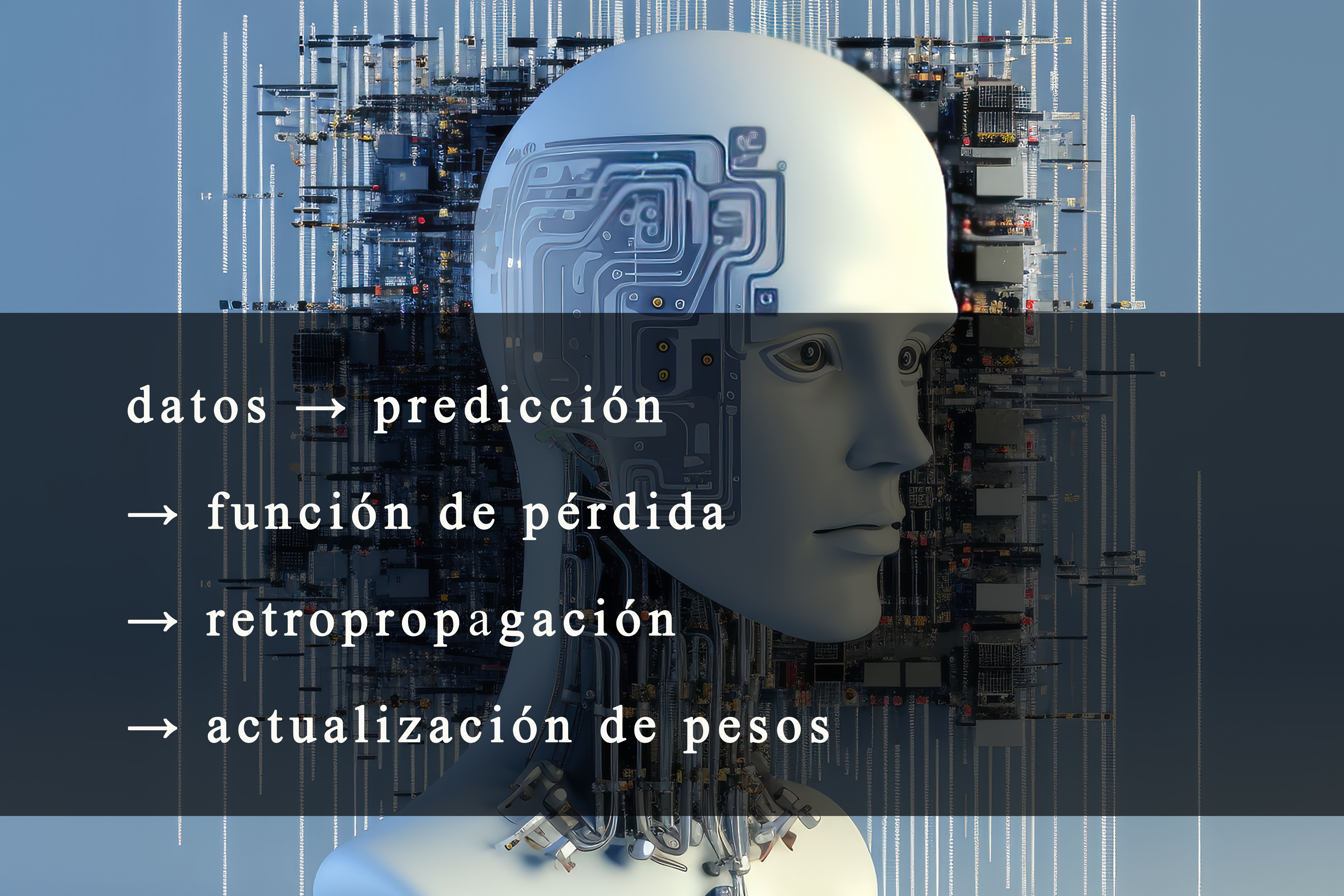 Proceso de entrenamiento de una red neuronal mediante retropropagación y descenso de gradiente