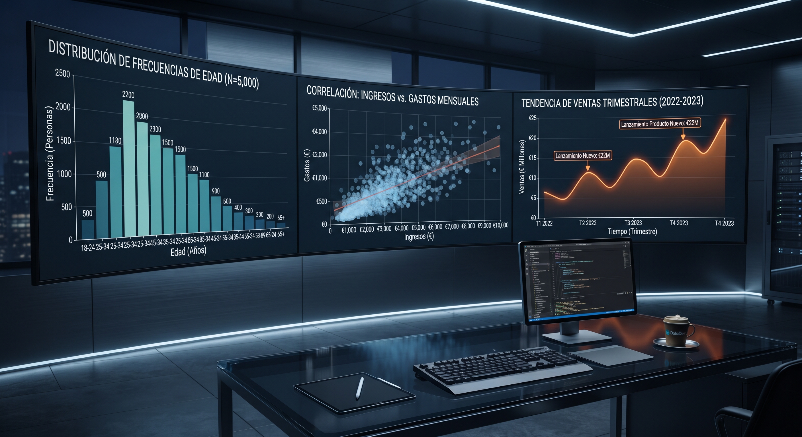 Gráficos estadísticos y visualizaciones de datos creados con librerías de Python